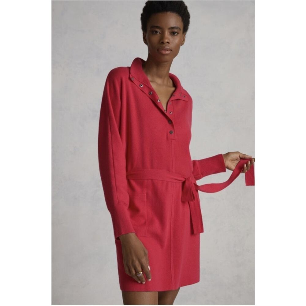 Anthropologie Daily Practice Pink Polo Knit Mini Sweater Dress XS